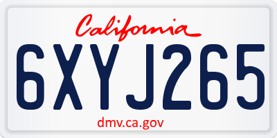 CA license plate 6XYJ265