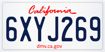 CA license plate 6XYJ269