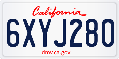 CA license plate 6XYJ280