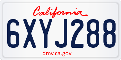 CA license plate 6XYJ288