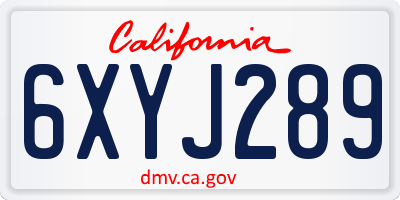 CA license plate 6XYJ289