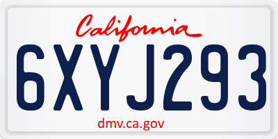 CA license plate 6XYJ293