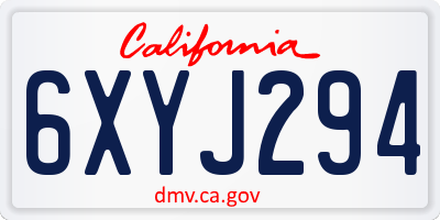 CA license plate 6XYJ294