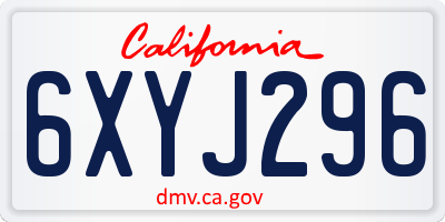 CA license plate 6XYJ296