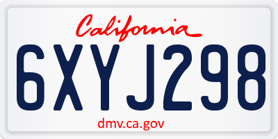 CA license plate 6XYJ298