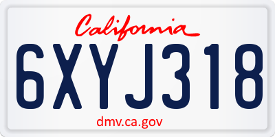 CA license plate 6XYJ318