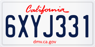 CA license plate 6XYJ331