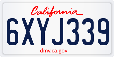 CA license plate 6XYJ339