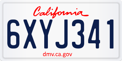CA license plate 6XYJ341