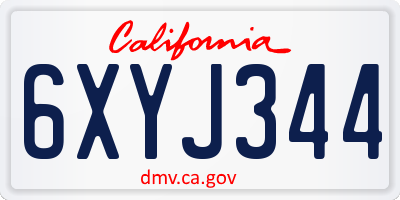 CA license plate 6XYJ344