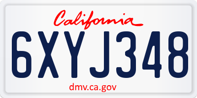 CA license plate 6XYJ348
