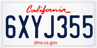 CA license plate 6XYJ355