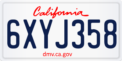 CA license plate 6XYJ358