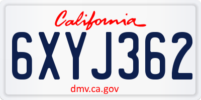CA license plate 6XYJ362