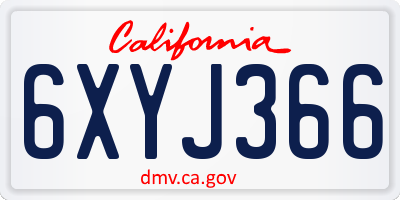 CA license plate 6XYJ366