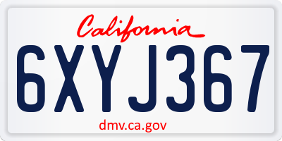 CA license plate 6XYJ367
