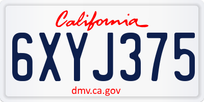 CA license plate 6XYJ375