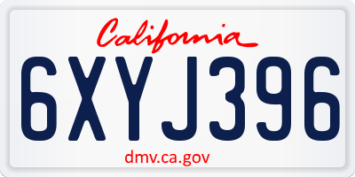 CA license plate 6XYJ396
