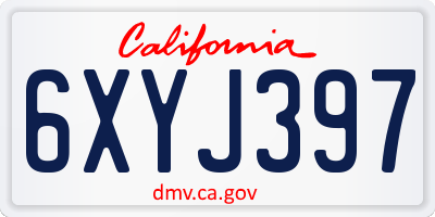 CA license plate 6XYJ397