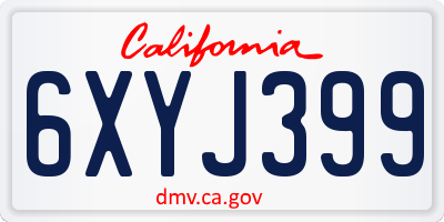 CA license plate 6XYJ399