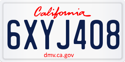 CA license plate 6XYJ408