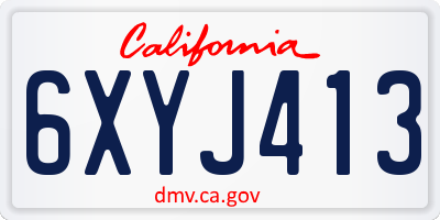 CA license plate 6XYJ413