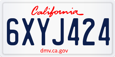 CA license plate 6XYJ424