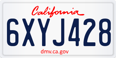 CA license plate 6XYJ428