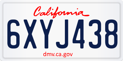 CA license plate 6XYJ438