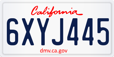 CA license plate 6XYJ445
