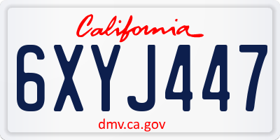 CA license plate 6XYJ447