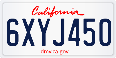 CA license plate 6XYJ450
