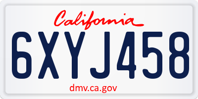 CA license plate 6XYJ458