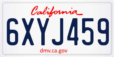 CA license plate 6XYJ459