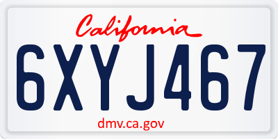 CA license plate 6XYJ467