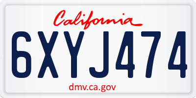 CA license plate 6XYJ474