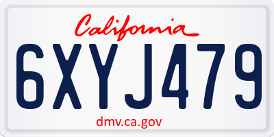 CA license plate 6XYJ479
