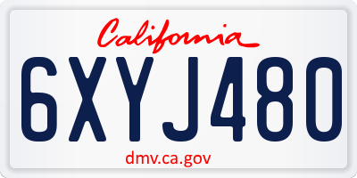 CA license plate 6XYJ480