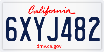 CA license plate 6XYJ482