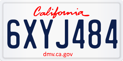 CA license plate 6XYJ484