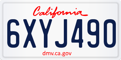 CA license plate 6XYJ490
