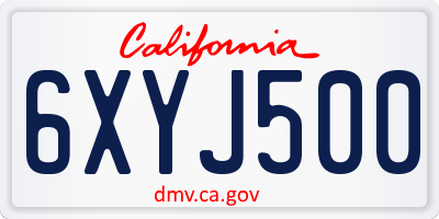 CA license plate 6XYJ500