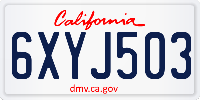 CA license plate 6XYJ503