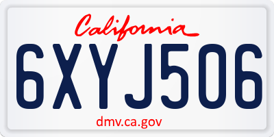 CA license plate 6XYJ506
