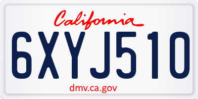 CA license plate 6XYJ510