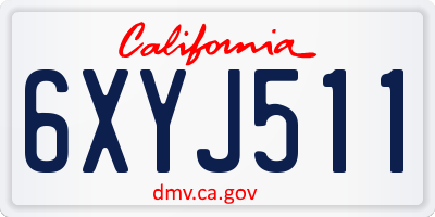 CA license plate 6XYJ511