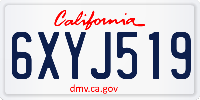 CA license plate 6XYJ519