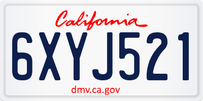 CA license plate 6XYJ521