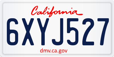 CA license plate 6XYJ527