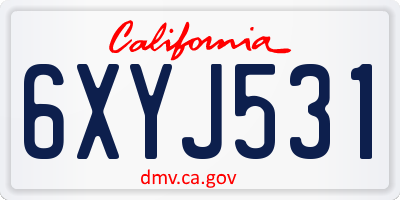 CA license plate 6XYJ531